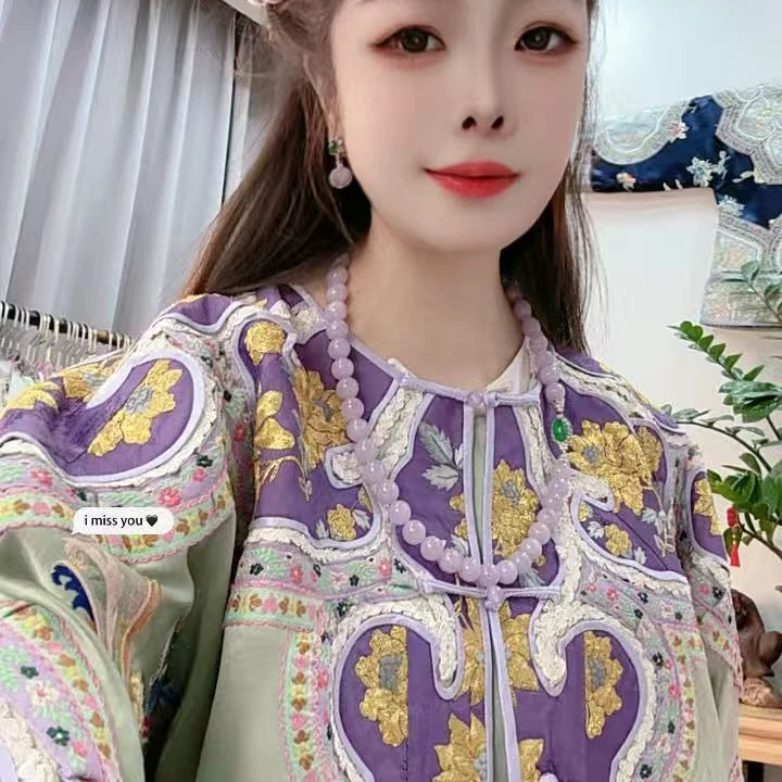 绣裳花原创设计手工苏绣新中式时尚百搭复古中国风重工桑蚕丝上衣