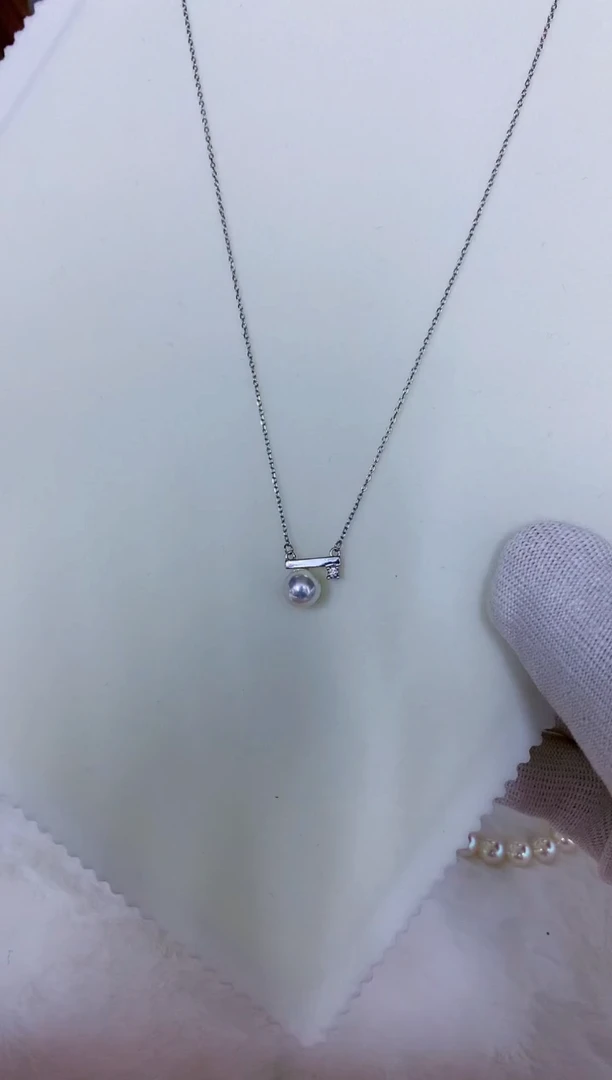 银S925镶嵌海水珍珠饰品银色平衡木套链
