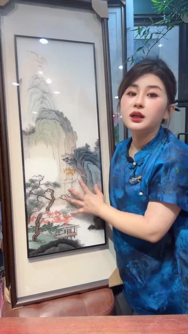 刺绣非遗苏绣带框装饰画四条屏