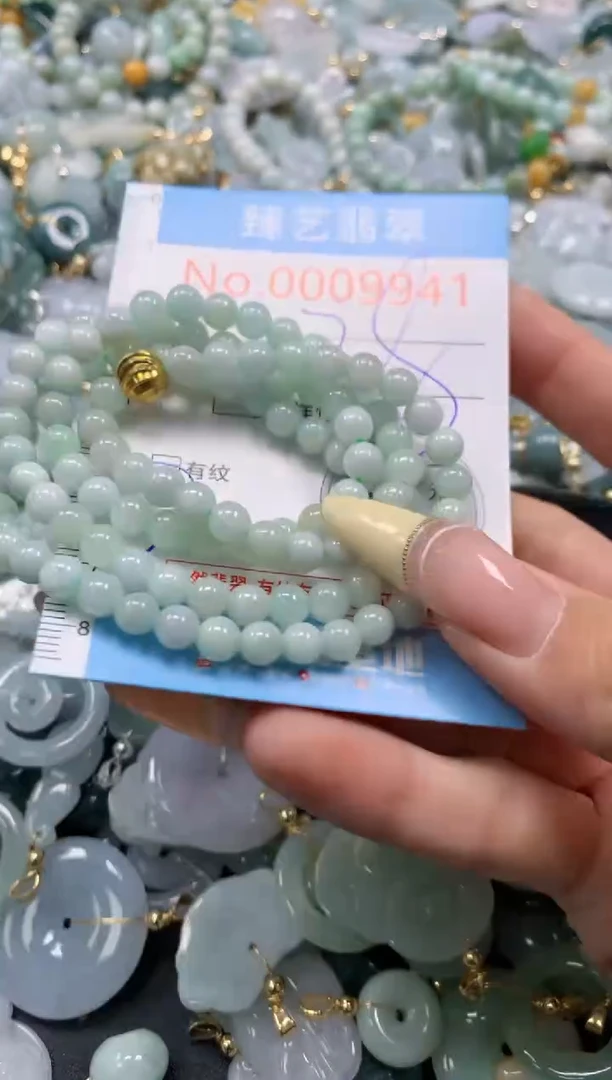 翡翠未镶嵌颈饰含绳0009941