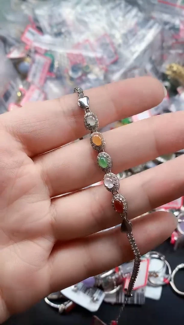 银S925镶嵌戒指翡翠天然A货缅甸翡翠