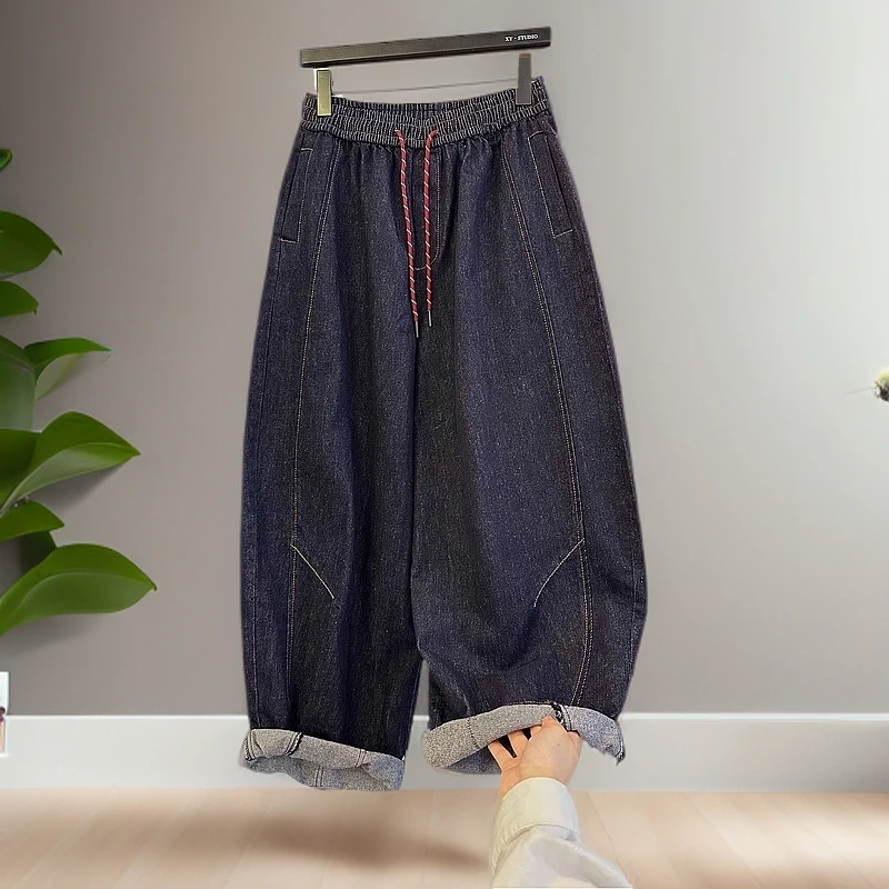 美式hiphop牛仔裤男女同款慵懒流行春秋新款大码300夏季男生穿搭