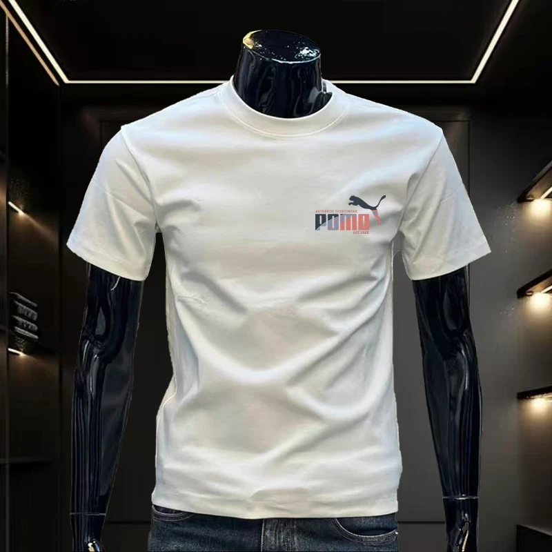 纯棉夏季t恤男重磅新款宽松简约潮流潮牌圆领短袖体恤男士半袖ins