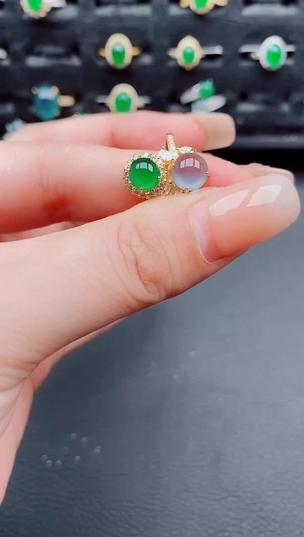 翡翠戒指银S925镶嵌天然a货翡翠123