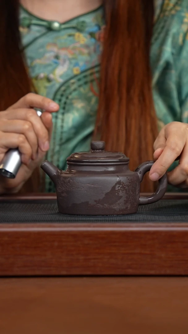 茶壶紫砂天青刻绘德钟