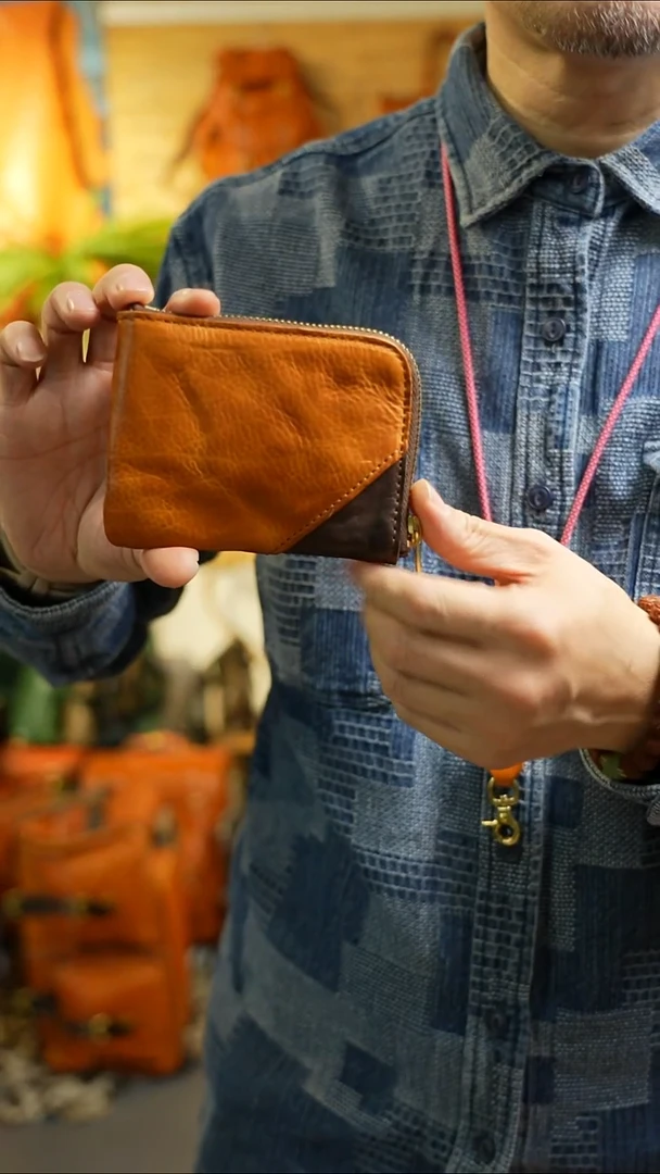 053日落黄拼真皮小钱包