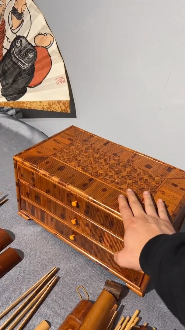 竹仐*湘妃竹收纳箱龟背纹