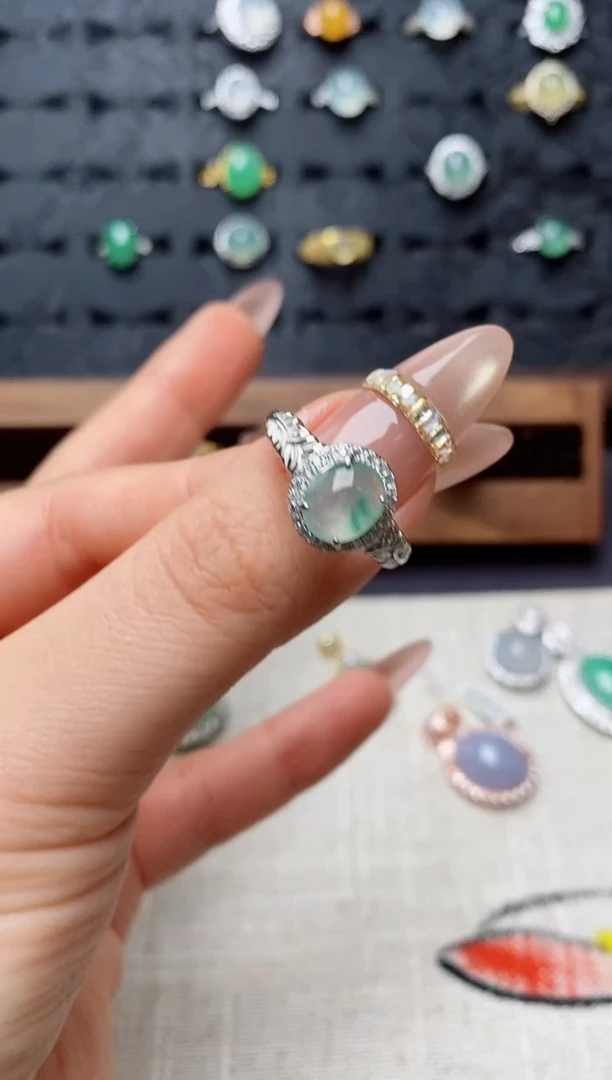 银S925镶嵌戒指翡翠.