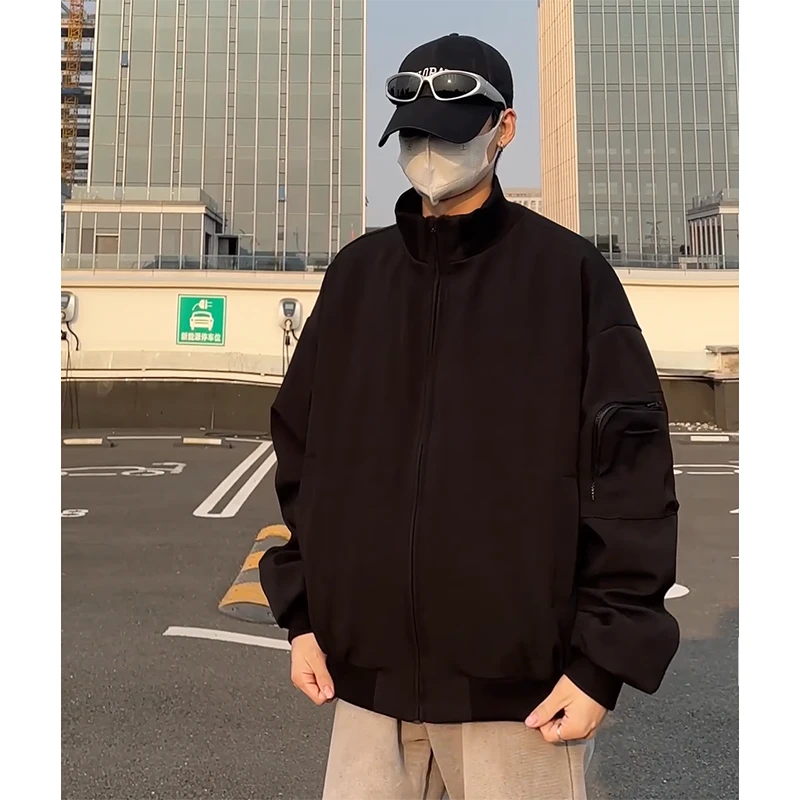 PLQV新款春秋美式高街立领棒球服飞行员短款夹克外套运动百搭潮流