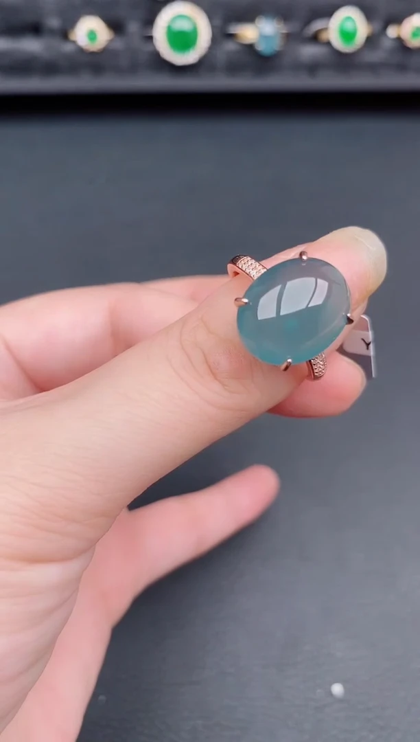 银S925镶嵌戒指翡翠天然a货翡翠130