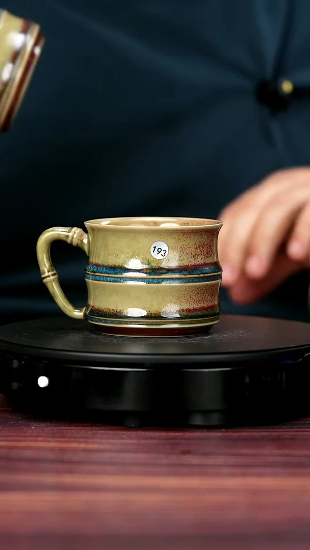 杯子193#李盼龙一级品原矿钧瓷竹节马克杯