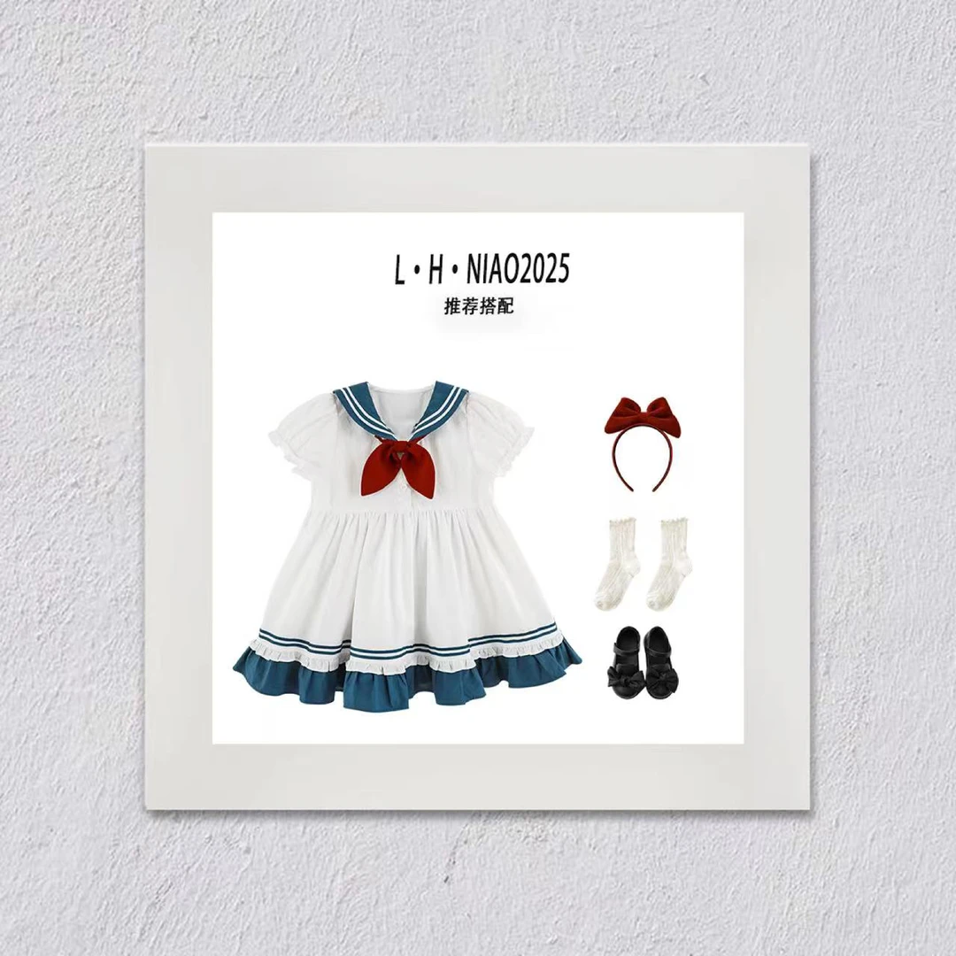 J82’樱奈'女童L·H·NIAO2025新款洛丽塔风海军领水手服连衣裙