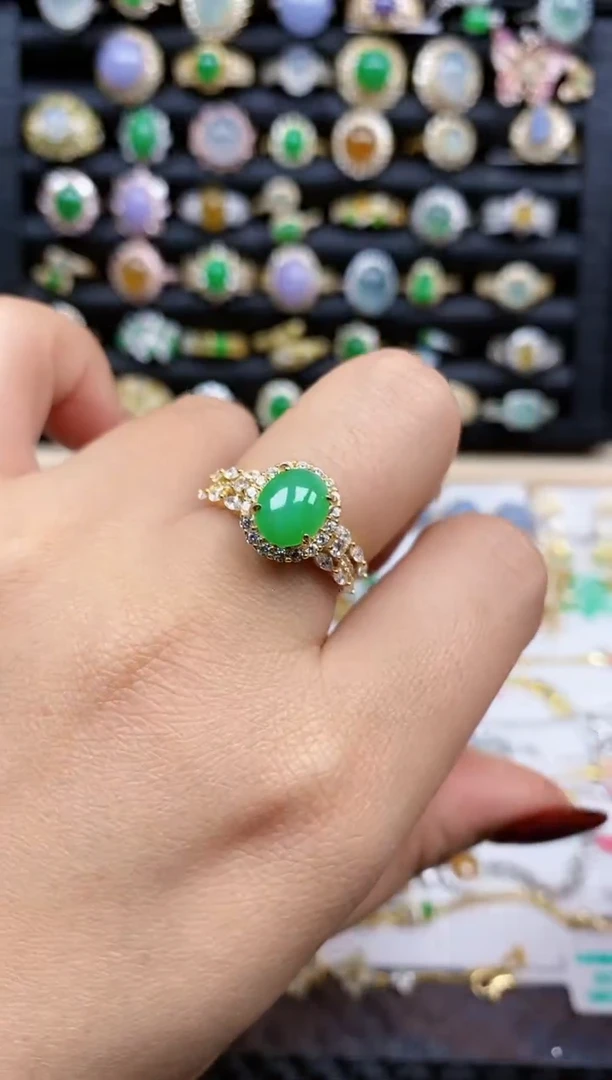 银S925镶嵌戒指翡翠143