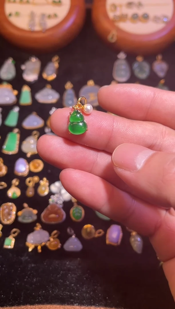 吊坠(不含链)银S925镶嵌翡翠天然a货翡翠
