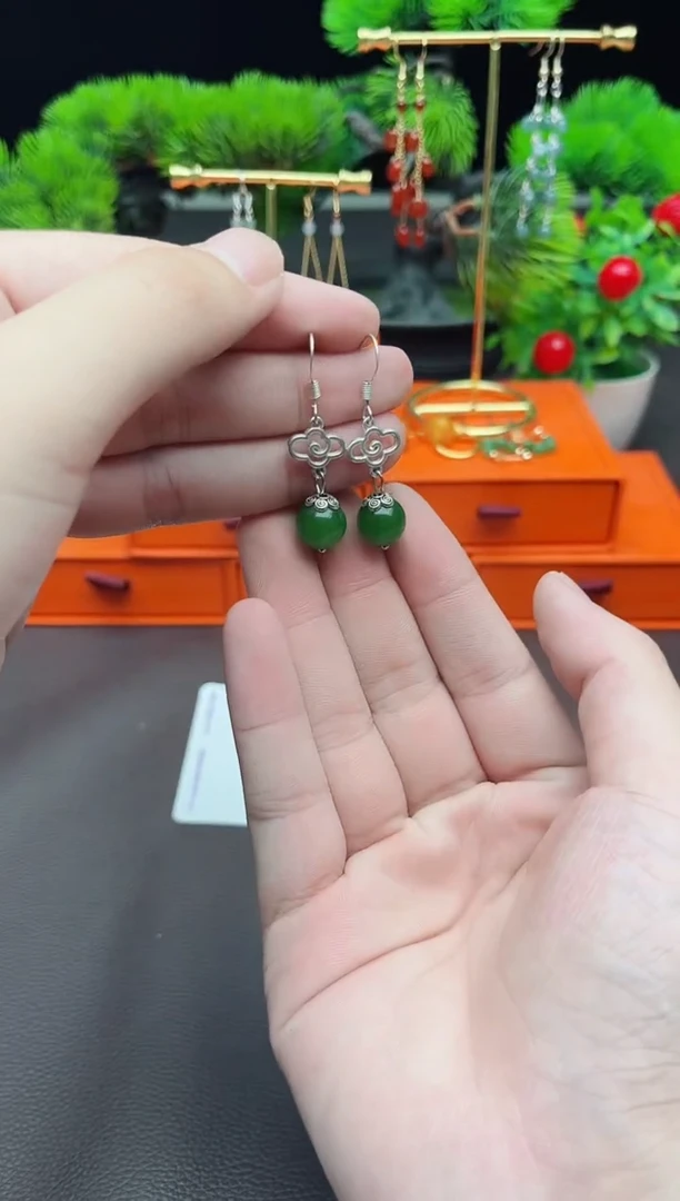 玛瑙/玉髓耳饰银S925镶嵌532