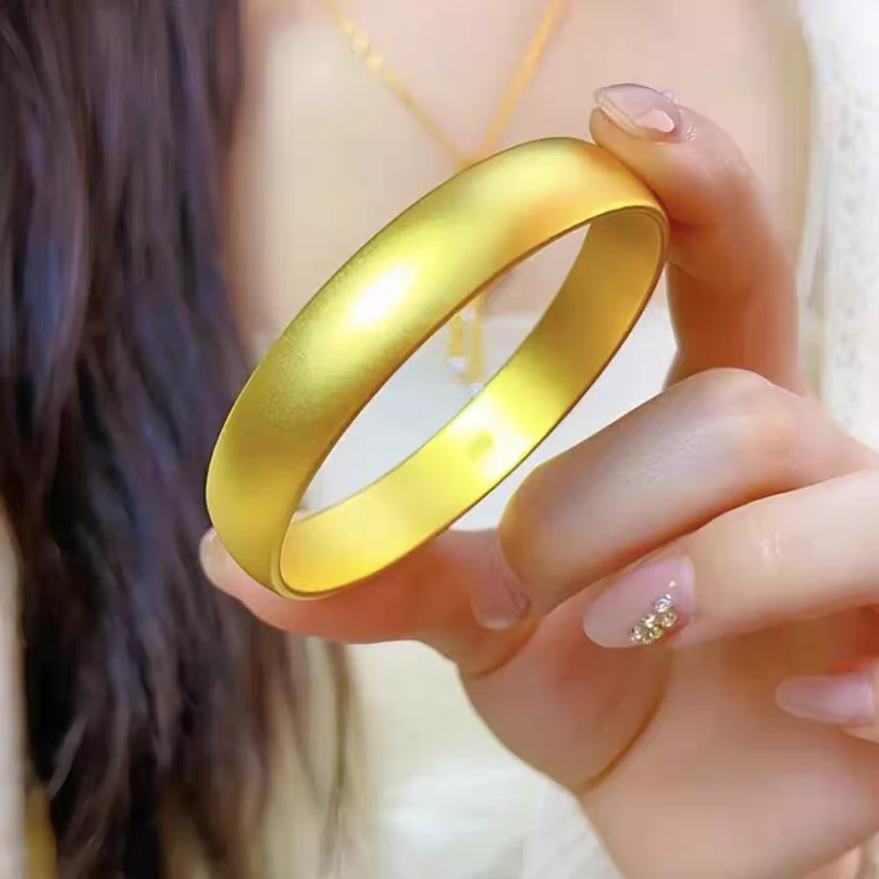 铜合金手镯 新款古法加厚泥鳅背宽面素圈手镯女款精致哑光不掉色