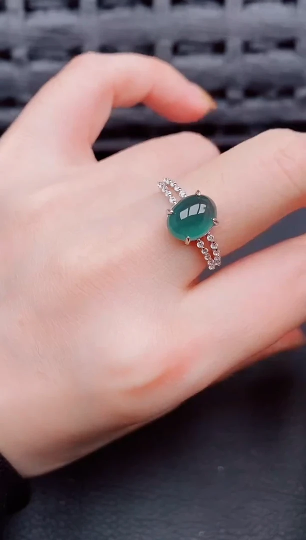 【闪购商品】翡翠戒指银S925镶嵌天然a货翡翠398