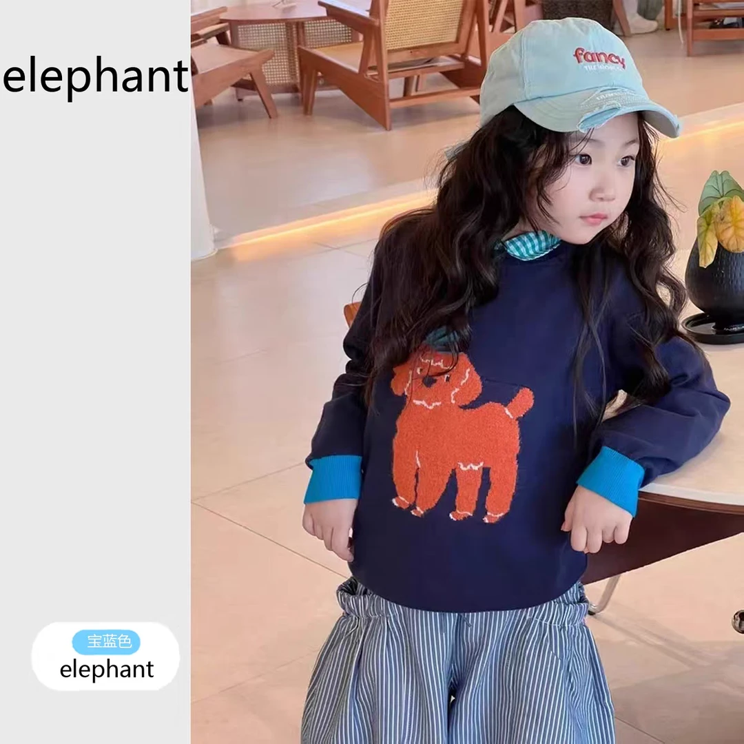 女童新款洋气春秋毛衣长袖打底衫牛仔童装印花秋季大童上衣儿童