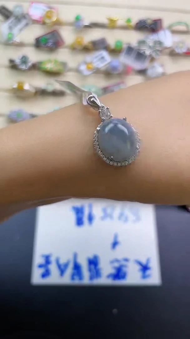 银S925镶嵌戒指翡翠翡翠 蛋面 银S925镶嵌