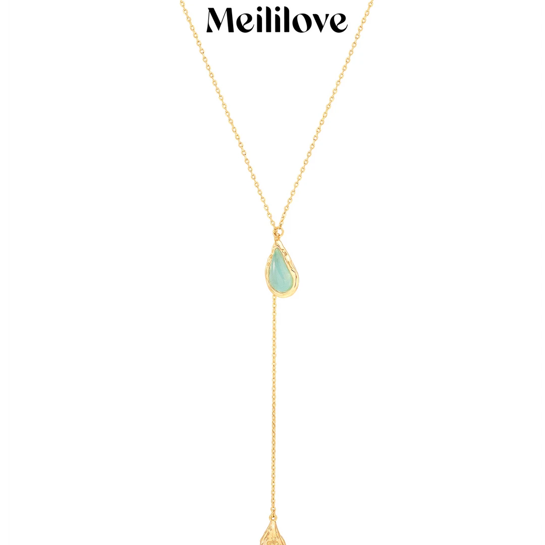 meililove/莓拉 铜合金项链 「果冻海洋」Y字链NF04+水滴耳钉NF05