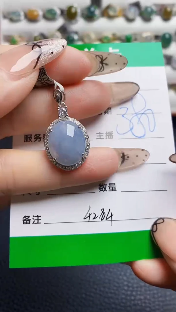 翡翠戒指银S925镶嵌4284