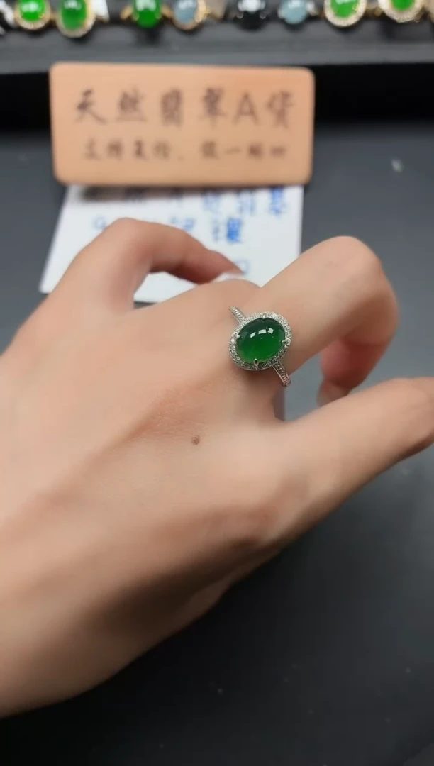 银S925镶嵌戒指翡翠111