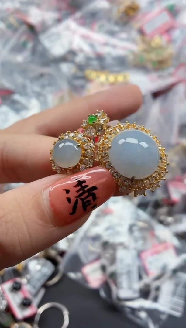 银S925镶嵌戒指翡翠天然A货缅甸翡翠