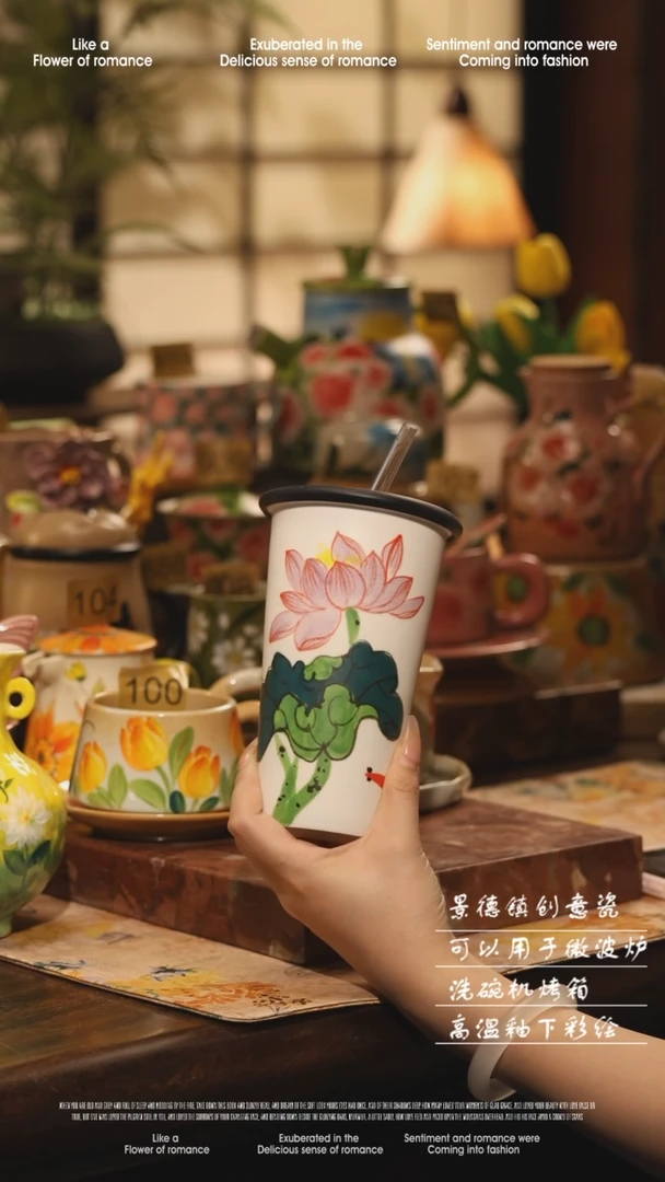 陶瓷景德镇高温手绘釉下彩设计师款式