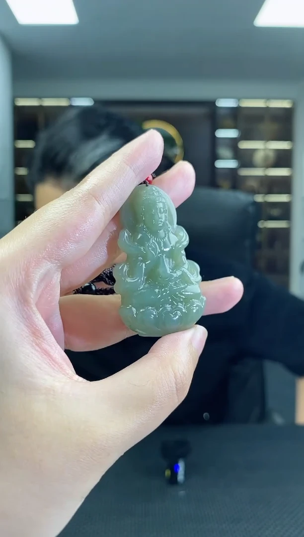 和田玉未镶嵌颈饰飘带观音清货3