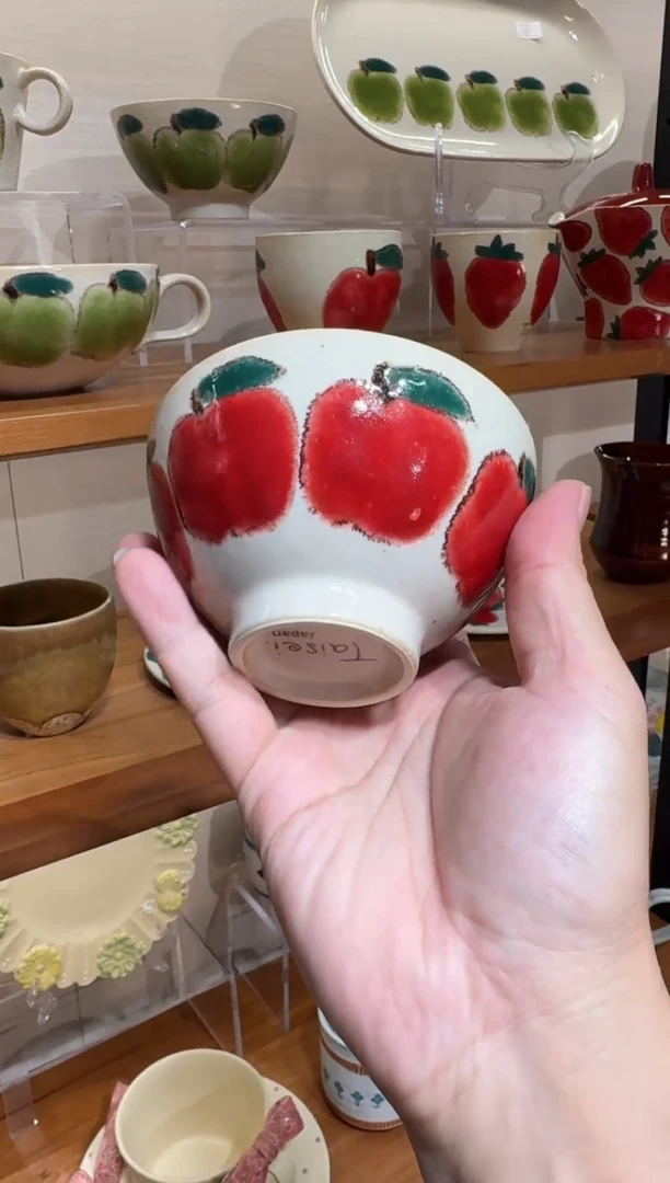 陶日本手作作家器陶艺作家taisei红苹果米饭碗