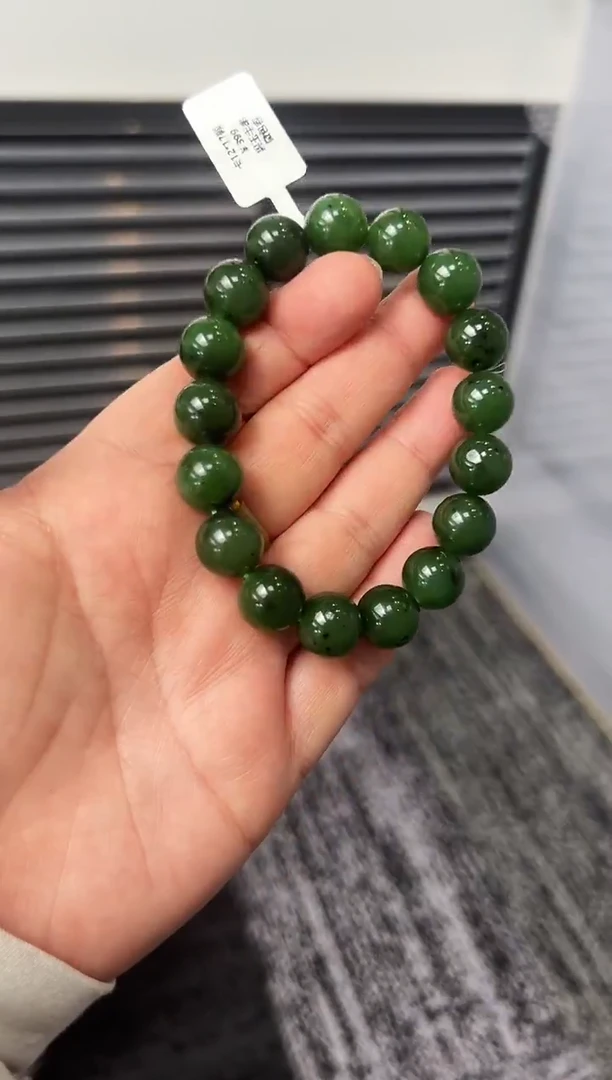 未镶嵌手串和田玉碧玉手串卡12*17颗