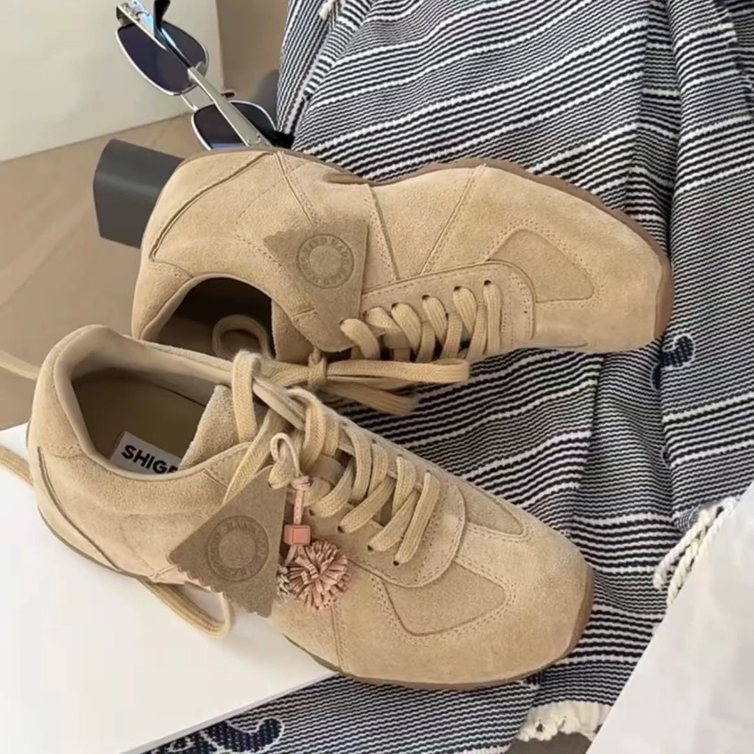 诗歌兰女鞋2025秋新款时尚百搭厚底系带阿甘鞋休闲鞋