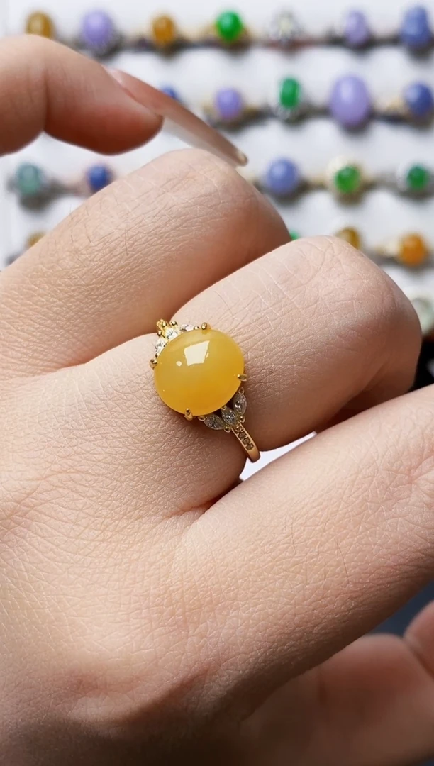 银S925镶嵌戒指翡翠0370