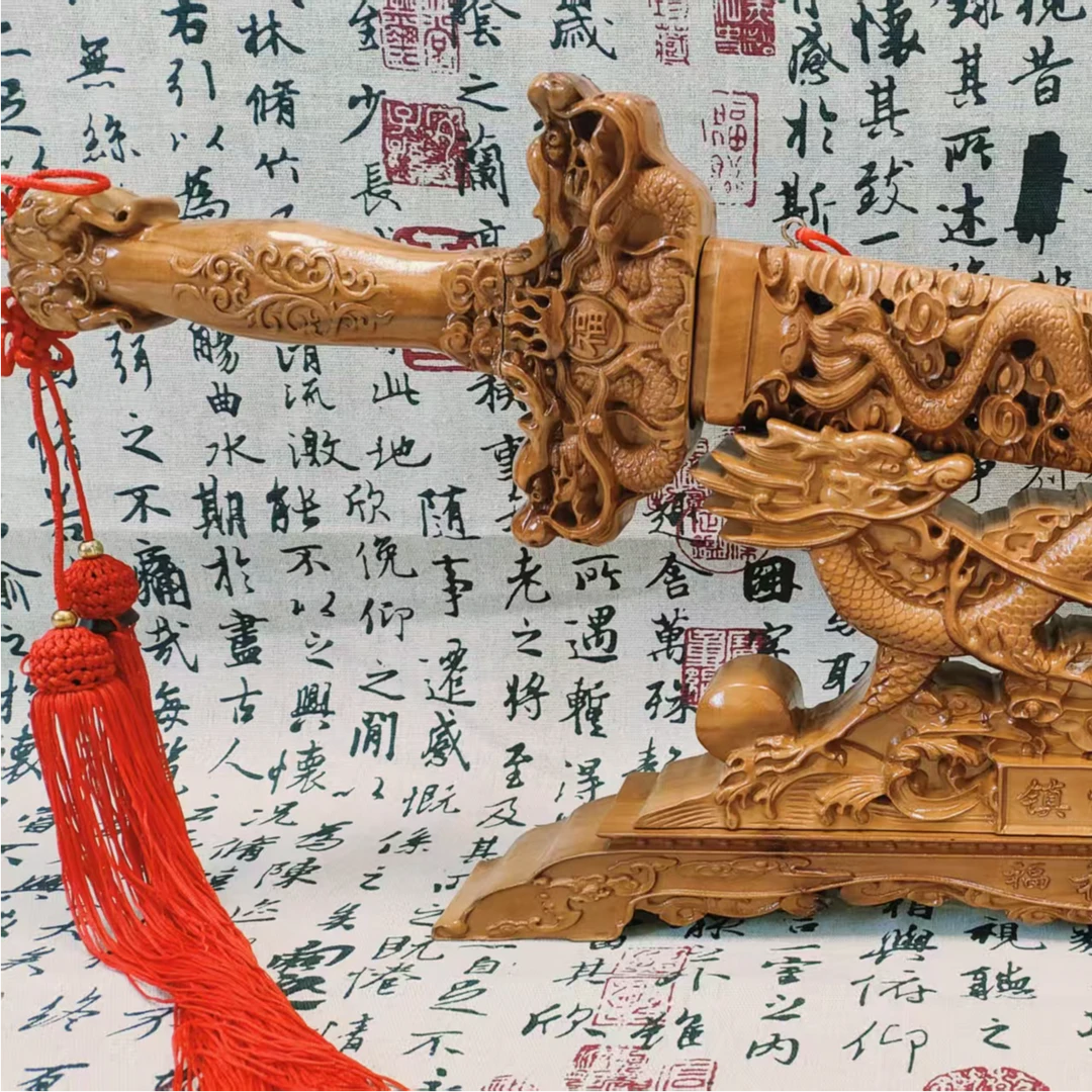 桃木60cm龙凤款套剑