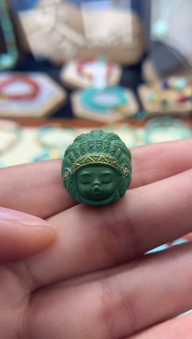 【闪购商品】绿松石挂件未镶嵌精工绿松石印第安