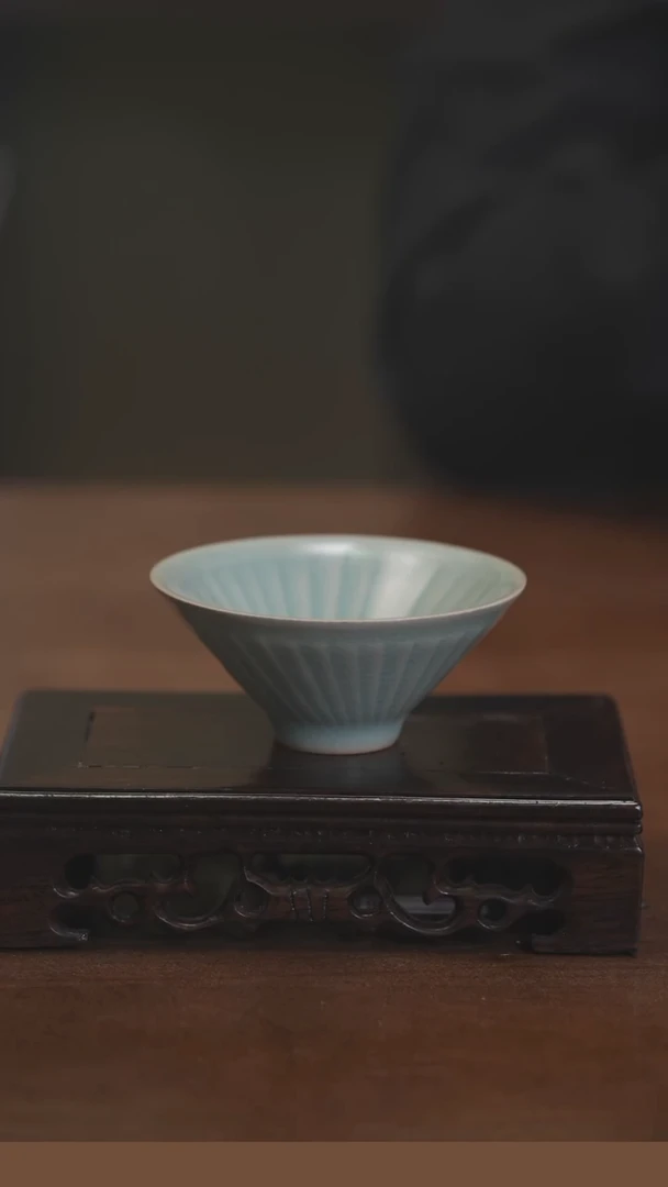【闪购商品】清凉寺原产地仿古釉手工汝瓷斗笠杯