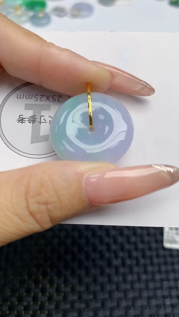 颈饰18K金镶嵌翡翠天然缅甸A货翡翠百元以上9元证书费自理