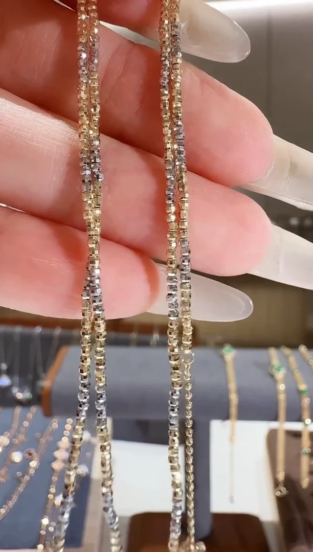 18K金项链双色星河珠珠项链