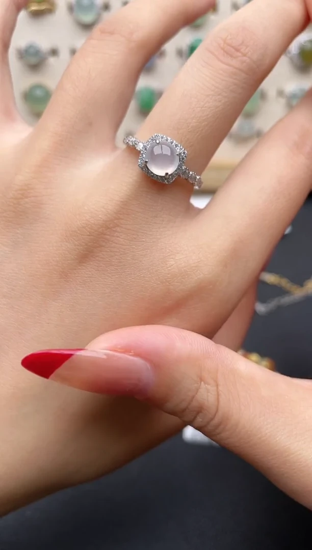 【闪购商品】翡翠戒指银S925镶嵌一物一证一礼盒