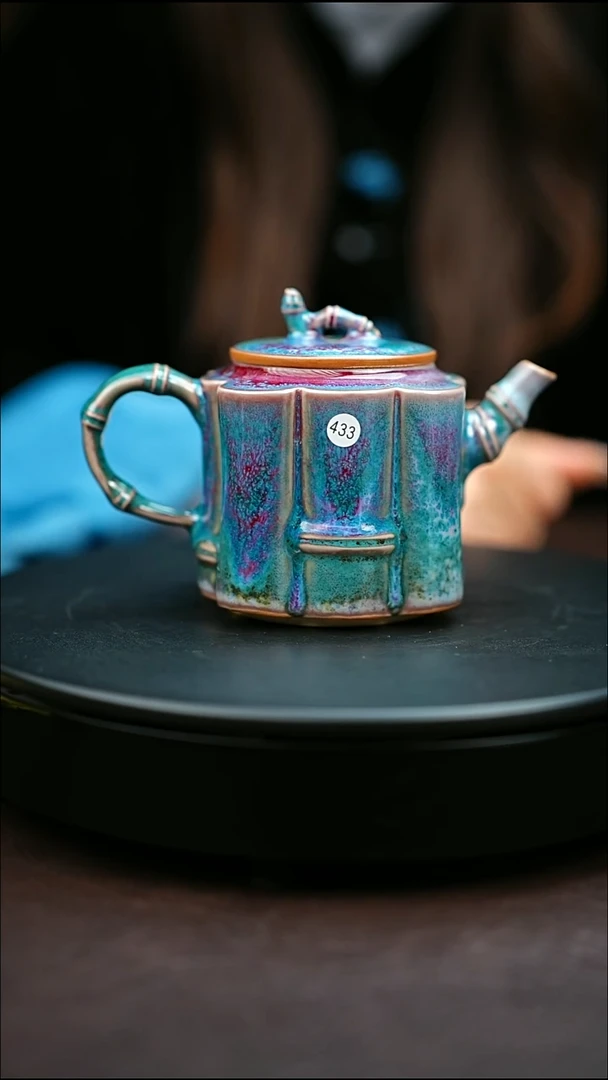 433#原矿钧瓷炉钧釉竹节壶