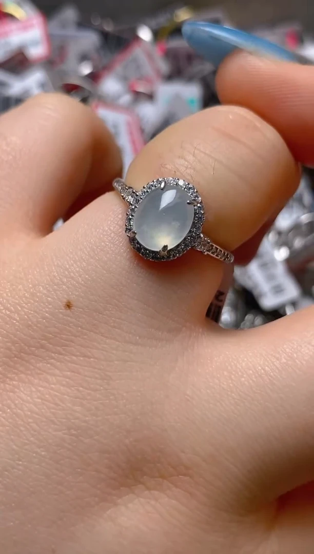 银S925镶嵌戒指翡翠百内无证书