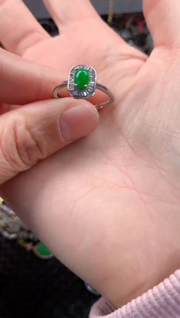 银S925镶嵌戒指翡翠777   9