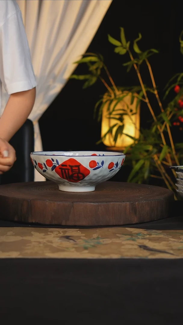 碗景德镇手工手绘高温釉下彩可进蒸箱烤箱微波炉洗碗机