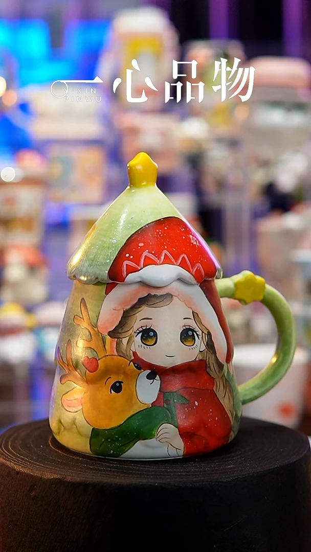 杯子瓷S068景德镇手工手绘杯子摆件