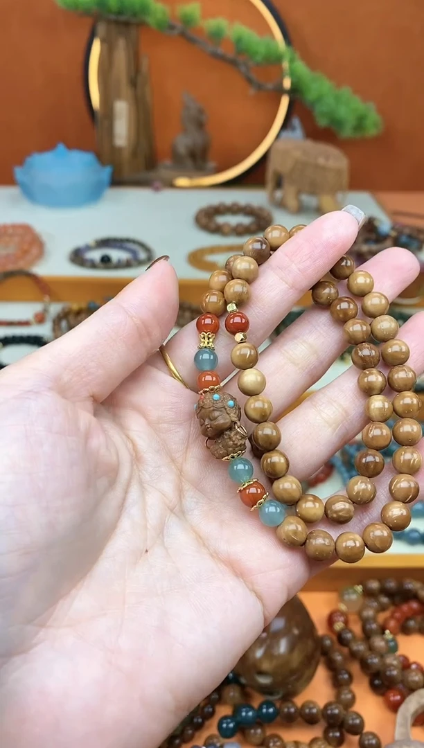 【闪购商品】库克手串未镶嵌库克菩提双圈蓝水南红度母手串