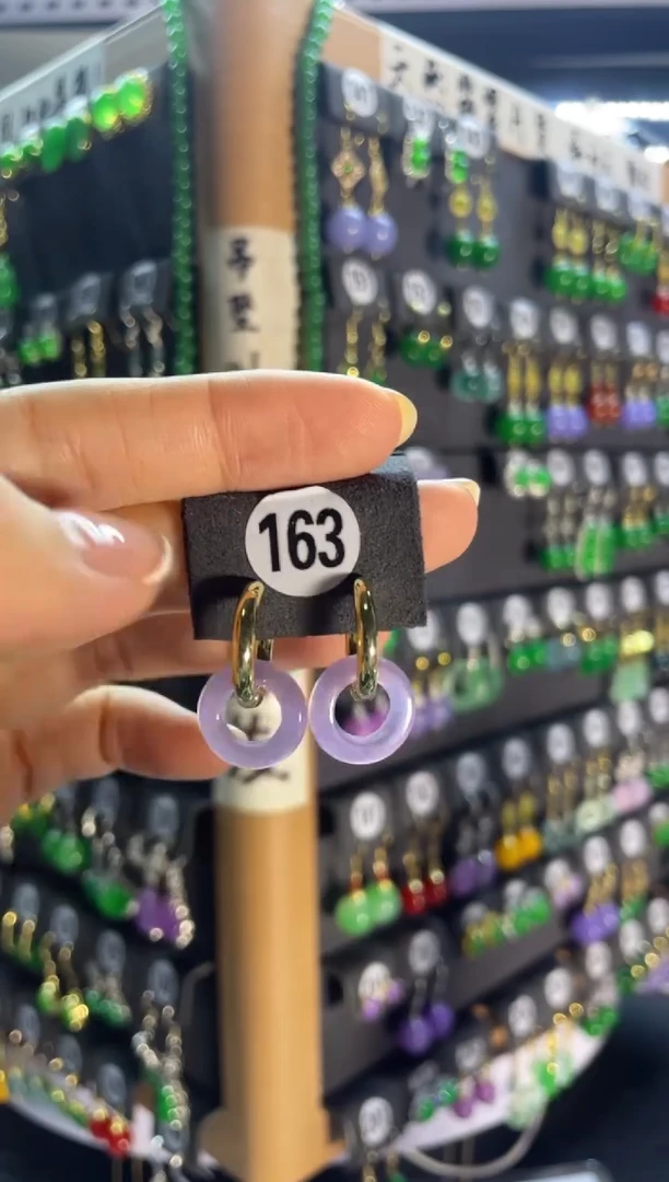 翡翠银S925镶嵌耳饰163