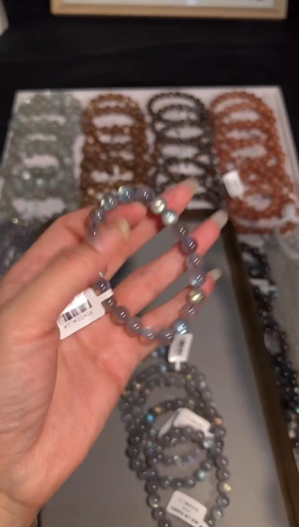 未镶嵌手链长石8mm灰月光单圈  默认微瑕