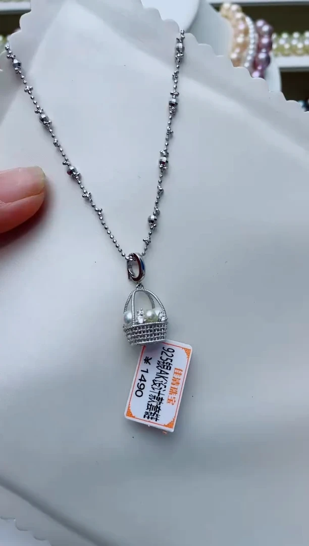 海水珍珠银S925镶嵌颈饰W18