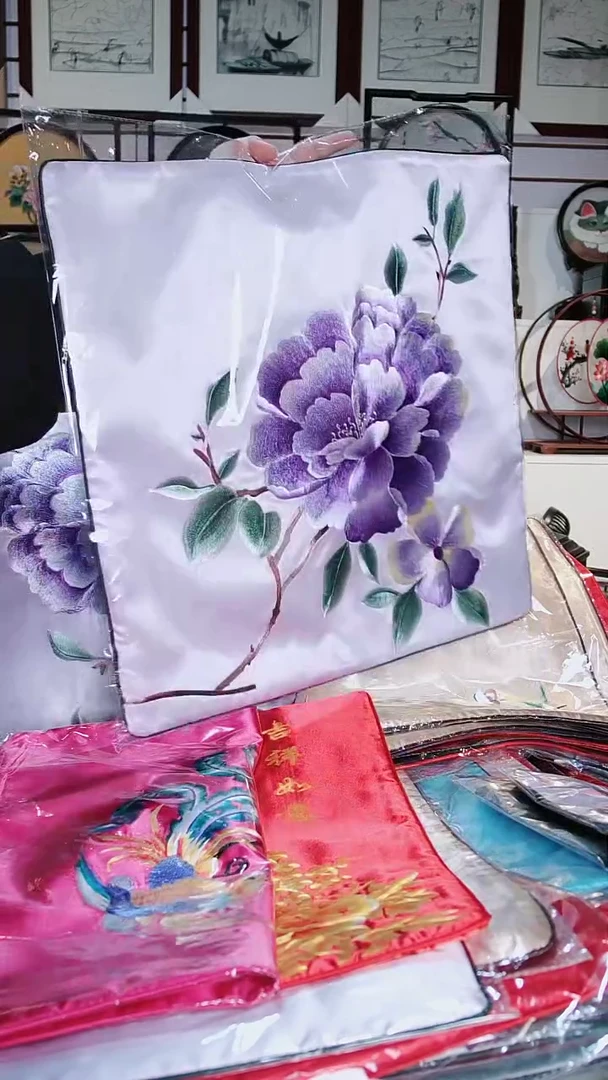 【闪购商品】织绣紫色牡丹花靠垫