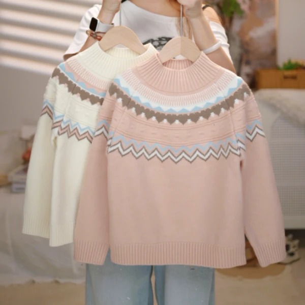 Snoopy/史努比几何图案女韩版毛衣针织衫秋冬打底衫女童时尚